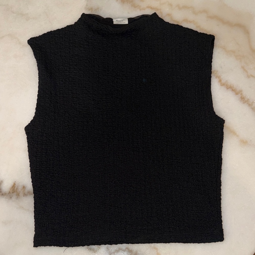 Abercrombie and Fit g Textured Black Sleeveless Mock Neck Tank Top